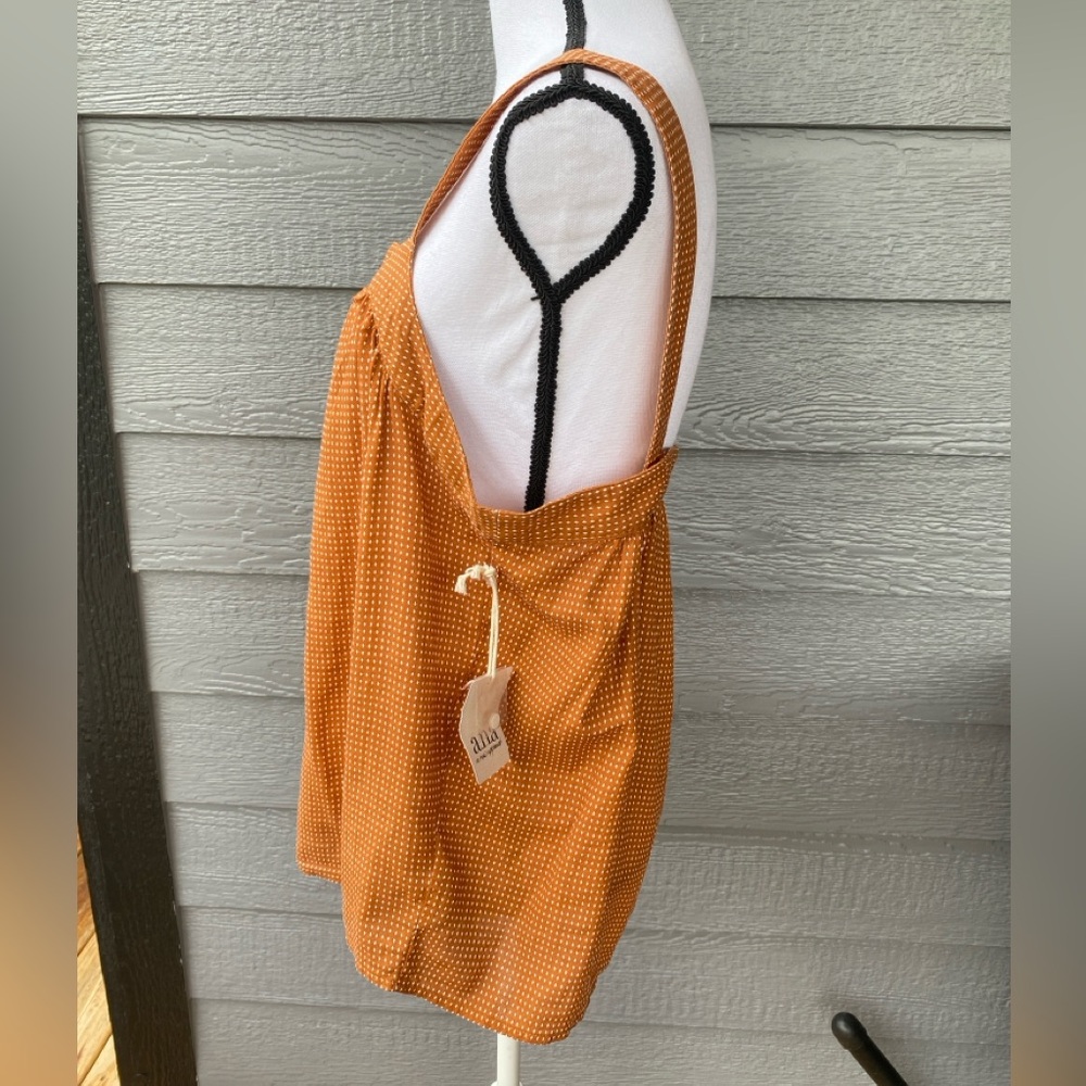a.n.a Burnt Orange Polka Dot Square neck Cotton Sleeveless Tank top NWT Sz Large - Picture 4 of 15